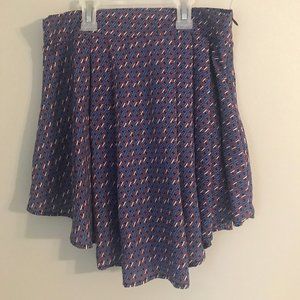 Blue white orange red skater skirt small